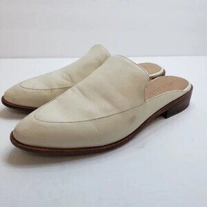 Madewell Womens The Frances Leather Loafer Mules Size 8.5 Ivory Slip On Cushion